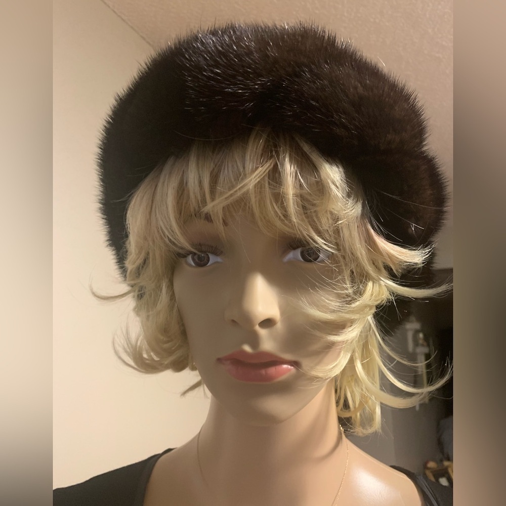 Vintage Mink Fur Headband, deep brown